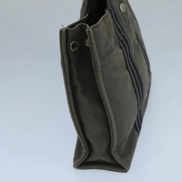 HERMES Fourre Tout PM Tote Bag Canvas Gray Black Auth 104620 - Picture 4 of 16